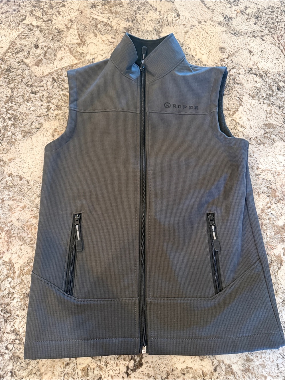 Roper Charcoal Zip-Front Performance Vest